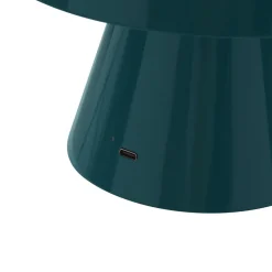 Lindby LED genopladelig bordlampe Nevijo, petrol, Ø18cm, USB, dæmper