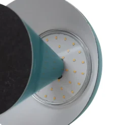 Lindby LED genopladelig bordlampe Nevijo, petrol, Ø18cm, USB, dæmper