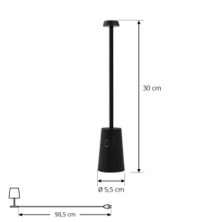 Lindby LED genopladelig bordlampe Noelani, højde 30 cm, IP44, dæmpbar