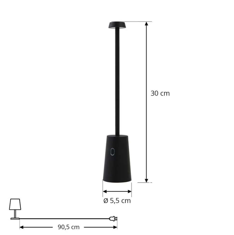Lindby LED genopladelig bordlampe Noelani, højde 30 cm, IP44, dæmpbar