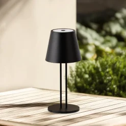 Lindby LED genopladelig bordlampe Janea TWIN, sort, metal