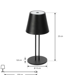 Lindby LED genopladelig bordlampe Janea TWIN, sort, metal