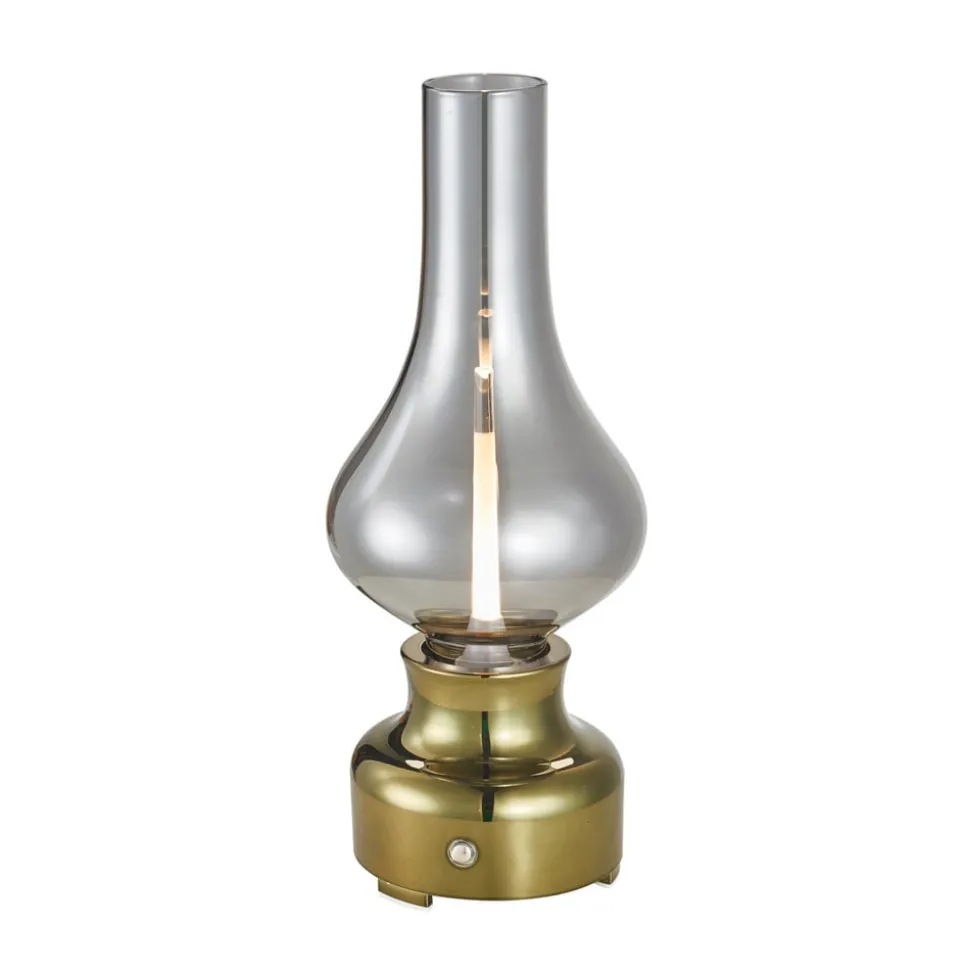 Lindby LED genopladelig bordlampe Maxentius, grøn, glas, dæmper