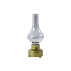 Lindby LED genopladelig bordlampe Maxentius, grøn, glas, dæmper