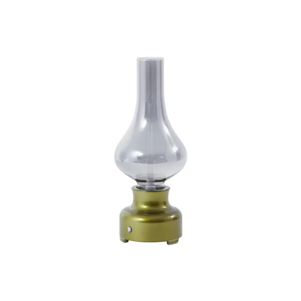 Lindby LED genopladelig bordlampe Maxentius, grøn, glas, dæmper