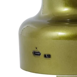 Lindby LED genopladelig bordlampe Maxentius, grøn, glas, dæmper