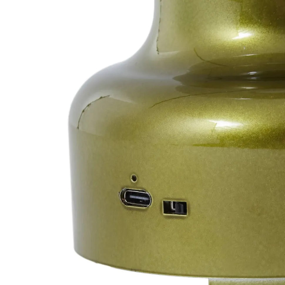 Lindby LED genopladelig bordlampe Maxentius, grøn, glas, dæmper