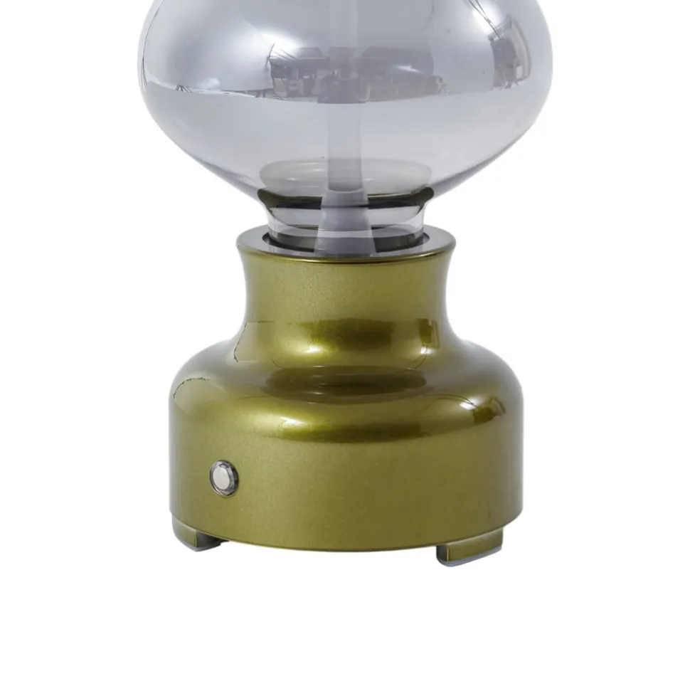 Lindby LED genopladelig bordlampe Maxentius, grøn, glas, dæmper