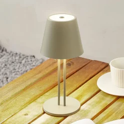 Lindby LED genopladelig bordlampe Janea TWIN, grøn, metal