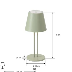 Lindby LED genopladelig bordlampe Janea TWIN, grøn, metal