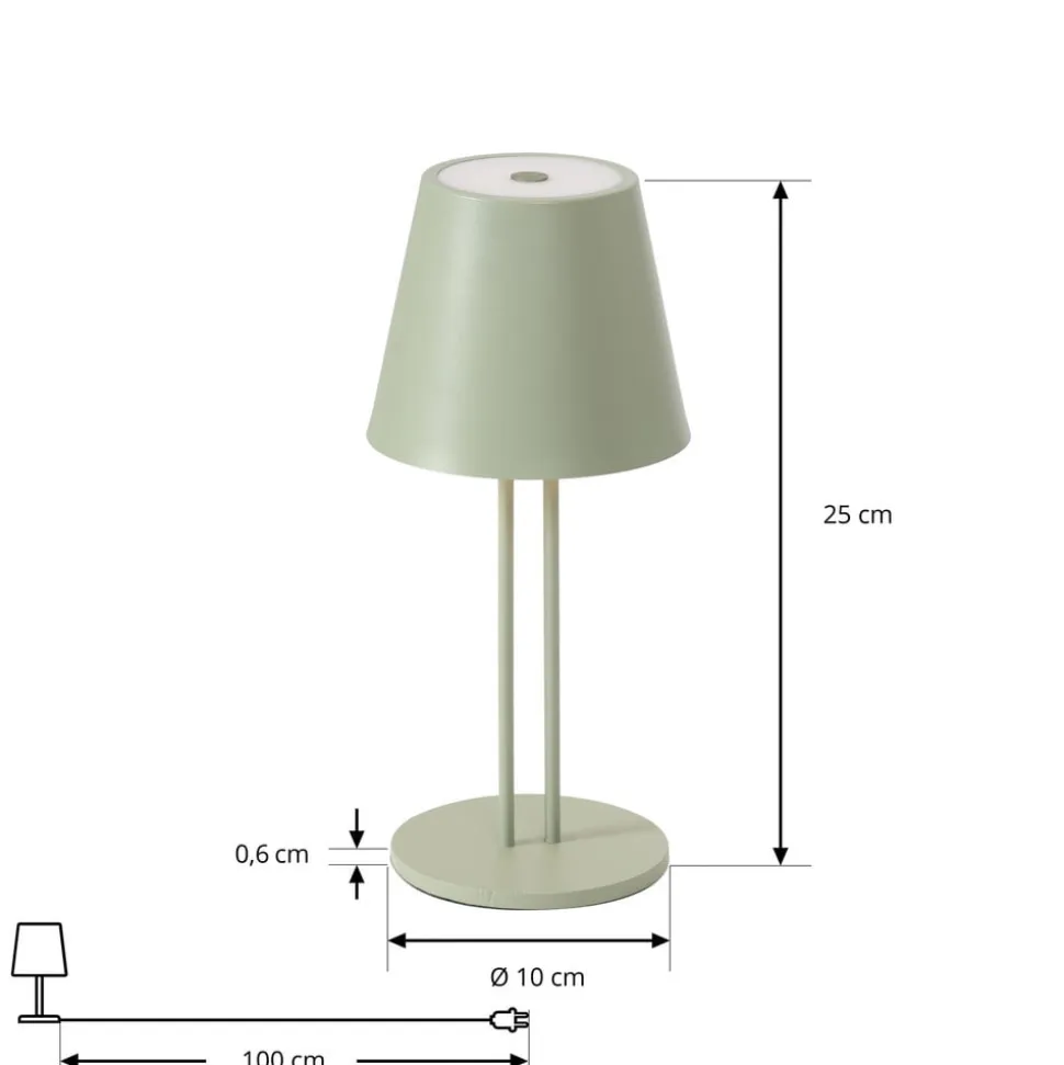 Lindby LED genopladelig bordlampe Janea TWIN, grøn, metal