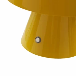 Lindby LED genopladelig bordlampe Nevijo, gul, Ø18cm, USB, dæmper