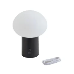 Lindby LED genopladelig bordlampe Zelie, sort, aluminium, IP44