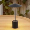 Lindby LED genopladelig bordlampe Ayva, sort, aluminium, IP44