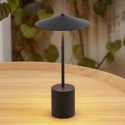 Lindby LED genopladelig bordlampe Ayva, sort, aluminium, IP44