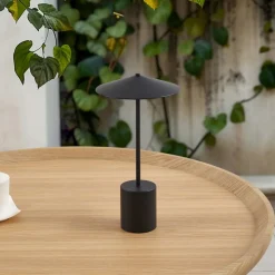 Lindby LED genopladelig bordlampe Ayva, sort, aluminium, IP44