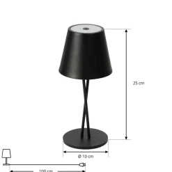 Lindby LED genopladelig bordlampe Janea CROSS, sort, metal