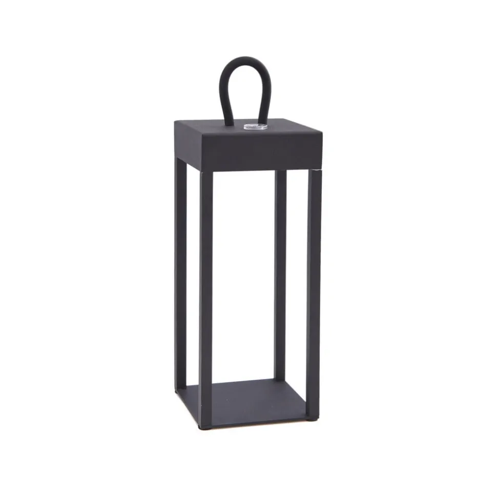 Lindby LED genopladelig bordlampe Iruna, sort, metal, 27 cm, dæmpbar.