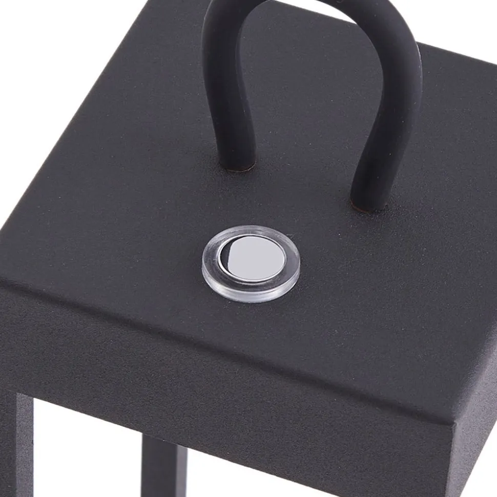 Lindby LED genopladelig bordlampe Iruna, sort, metal, 27 cm, dæmpbar.