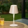 Lindby LED genopladelig bordlampe Janea, CROSS, beige, metal