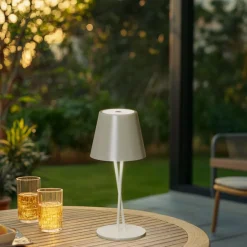 Lindby LED genopladelig bordlampe Janea CROSS, grøn, metal
