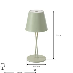 Lindby LED genopladelig bordlampe Janea CROSS, grøn, metal