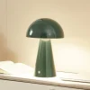 Lindby LED genopladelig bordlampe Nevijo, grøn, Ø20 cm, USB, dæmper