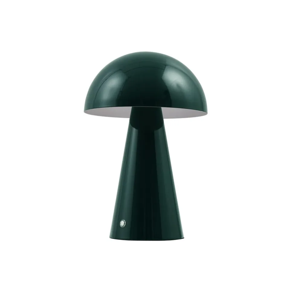 Lindby LED genopladelig bordlampe Nevijo, grøn, Ø20 cm, USB, dæmper