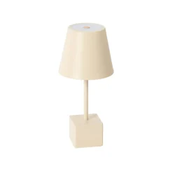 Lindby LED genopladelig bordlampe Janea CUBE, beige, metal
