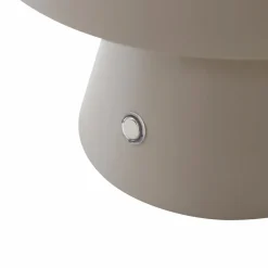 Lindby LED genopladelig bordlampe Nevijo, grå, Ø18cm, USB, dæmper