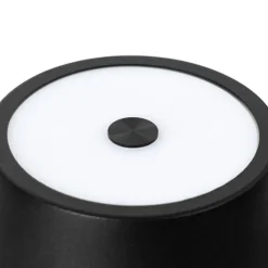 Lindby LED genopladelig bordlampe Janea CUBE, sort, metal