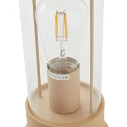 Lindby LED genopladelig bordlampe Yvette, abrikos-beige, IP44, touch