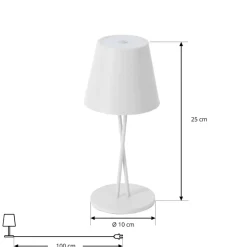Lindby LED genopladelig bordlampe Janea CROSS, hvid, metal