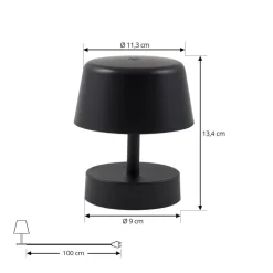 Lindby LED genopladelig bordlampe Nalani, 13 cm høj, IP44, dæmpbar