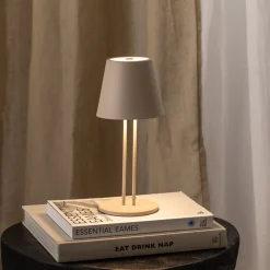 Lindby LED genopladelig bordlampe Janea TWIN, beige, metal