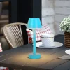Lindby LED genopladelig lampe Gaja, blå, USB, IP44, RGBW, dæmpbar