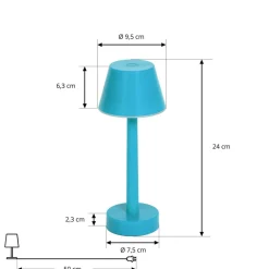 Lindby LED genopladelig lampe Gaja, blå, USB, IP44, RGBW, dæmpbar