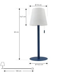 Lindby LED genopladelig lampe Azalea blå aluminium CCT højdejusterbar