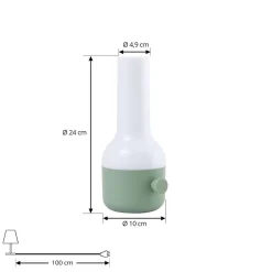 Lindby LED genopladelig udendørs bordlampe Isaline, grøn, dæmpbar