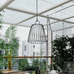 Lindby LED genopladelig udendørs pendel Levino, sort, metal
