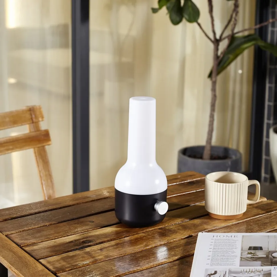 Lindby LED genopladelig udendørs bordlampe Isaline, sort, dæmpbar