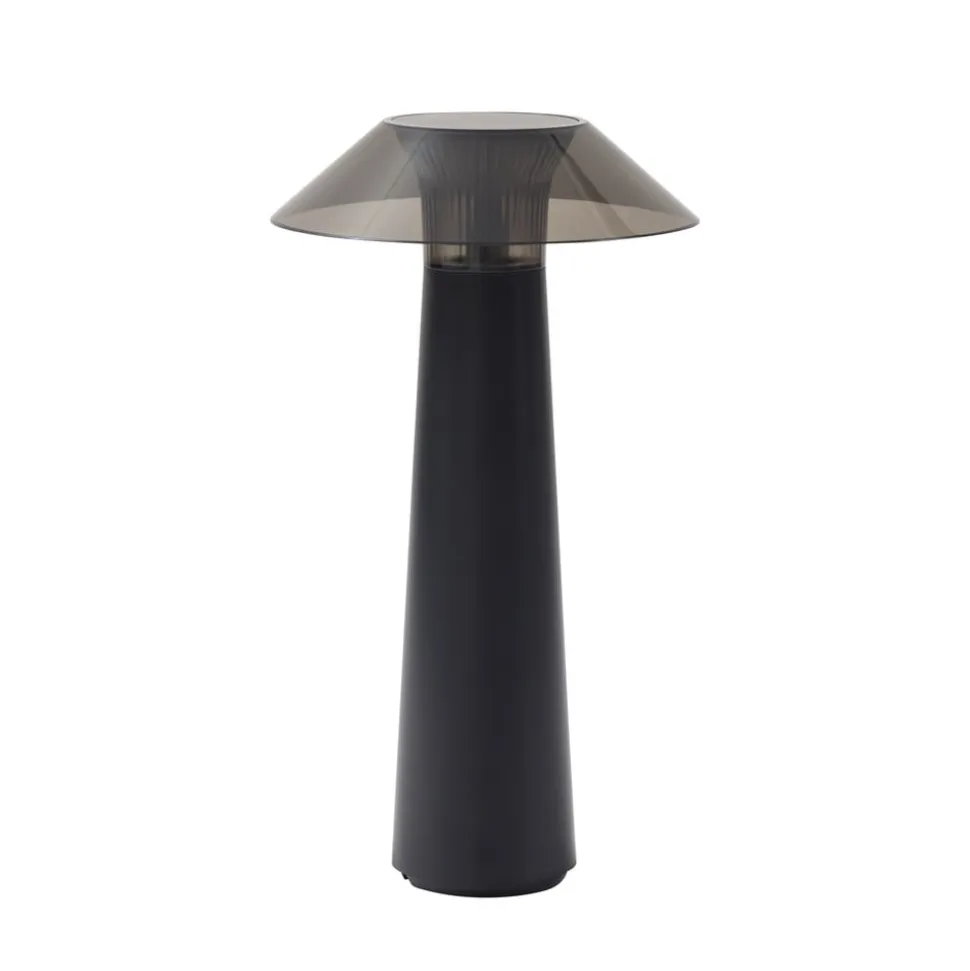 Lindby LED genopladelig udendørs bordlampe Gomba, sort, dæmpbar