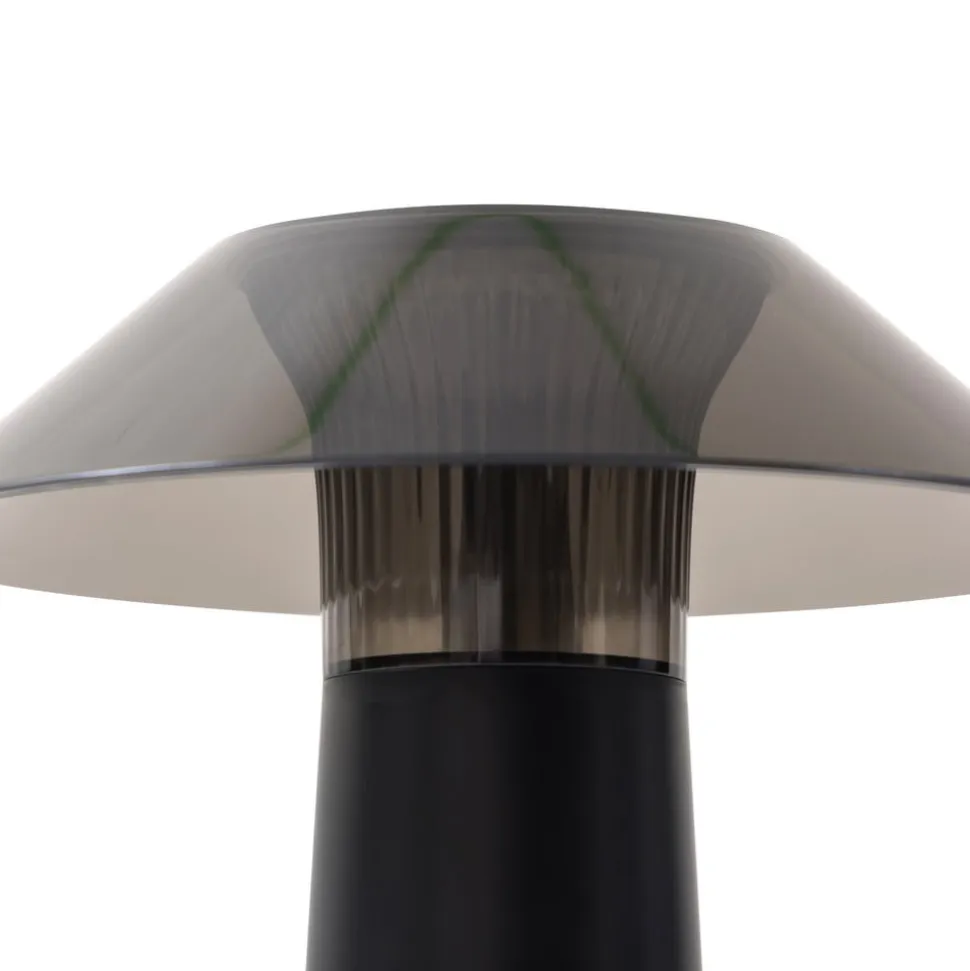 Lindby LED genopladelig udendørs bordlampe Gomba, sort, dæmpbar