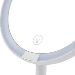 Lindby LED genopladeligt spejl Renki, hvid, plast, dæmpbar
