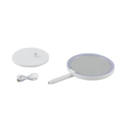 Lindby LED genopladeligt spejl Renki, hvid, plast, dæmpbar