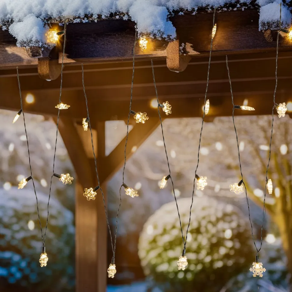 Lindby LED lyskæde Parrik, snefnug, 620 cm, IP44