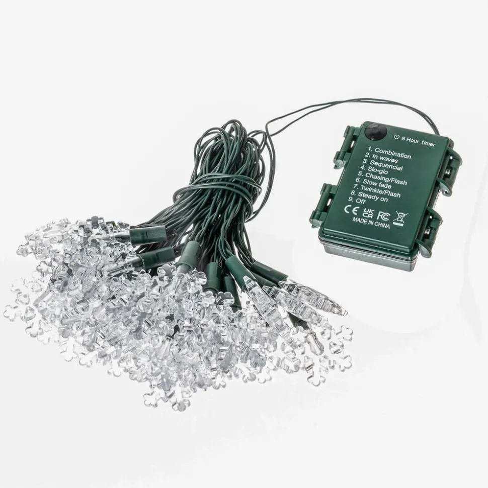 Lindby LED lyskæde Parrik, snefnug, 620 cm, IP44