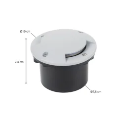 Lindby LED nedgravningslampe Nandita, Ø 10 cm, sølv, IP65