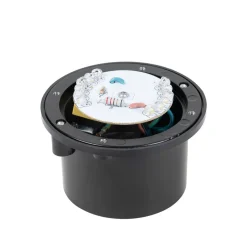 Lindby LED nedgravningslampe Nandita, Ø 10 cm, sølv, IP65