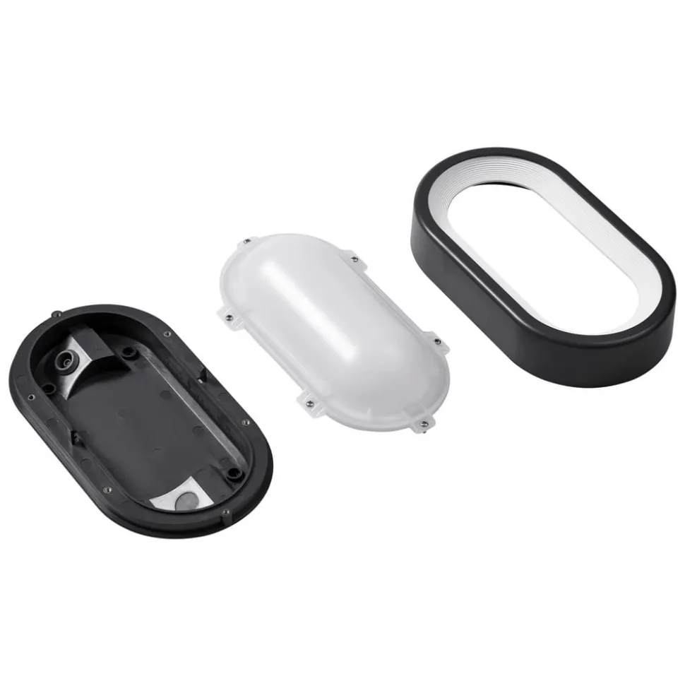 Lindby LED udendørs loftlampe Niniel, sort, 24 x 14 cm